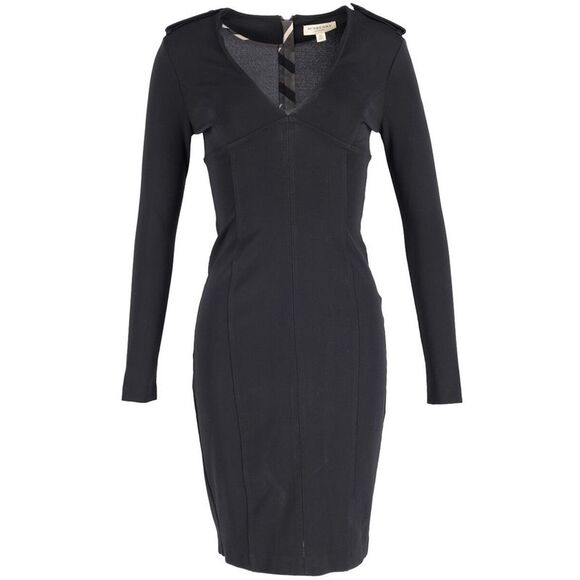 Burberry Dress with Epaulette in Black Acetate